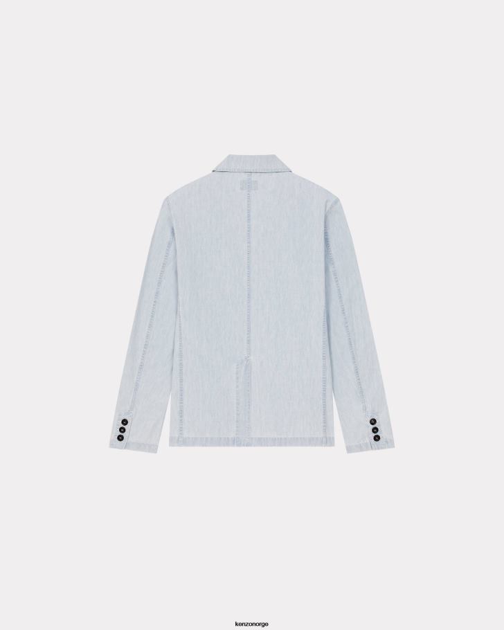 Kenzo klær menn bleket blå denim denim arbeidsklær jakke DVNVN119