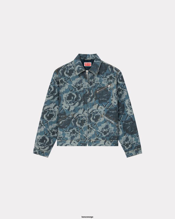 Kenzo klær menn midnatt blå pixel rose' denimjakke DVNVN5