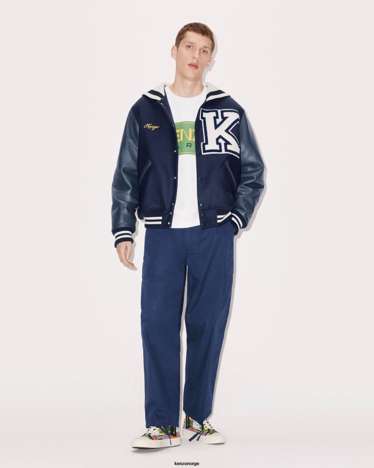 Kenzo klær menn midnatt blå sailor varsity' ull- og skinnjakke DVNVN47