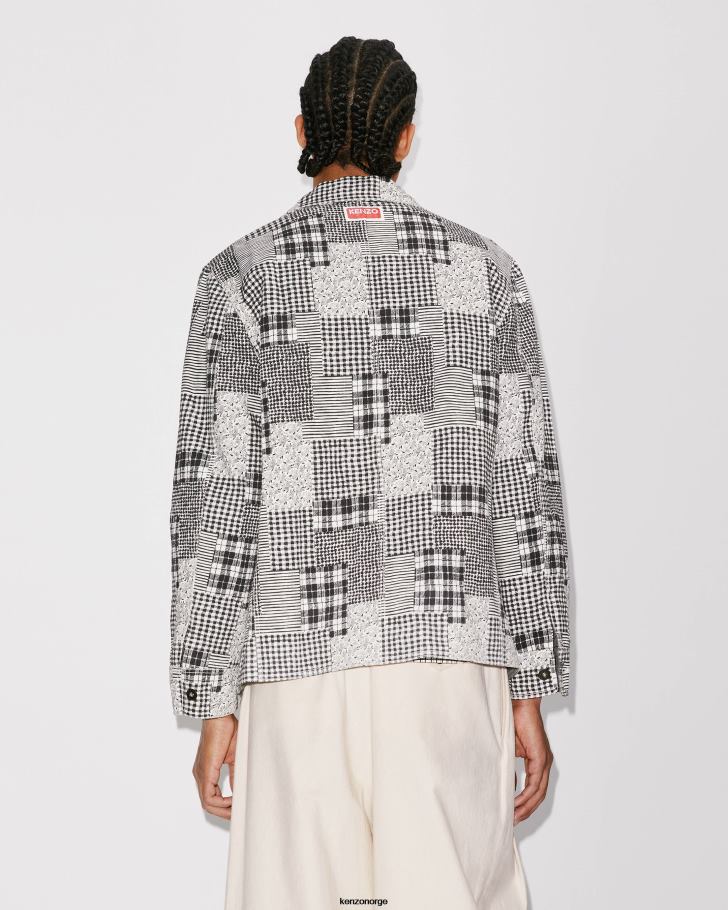 Kenzo klær menn off white patchwork-arbeidsjakke DVNVN132