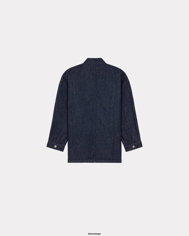 Kenzo klær menn skyll blå denim boke flower' crest denim kimonojakke DVNVN198
