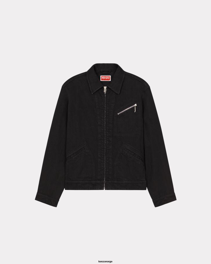 Kenzo klær menn skyll svart denim dongerijakke DVNVN348