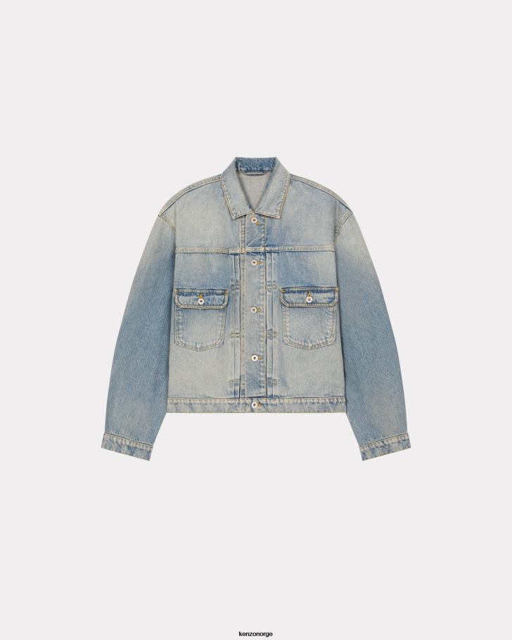 Kenzo klær menn stein bl skittenblå denim boksy denimjakke DVNVN48