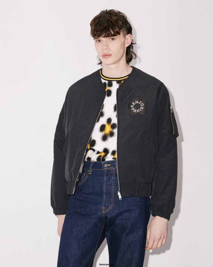 Kenzo klær menn svart hana leopard' vendbar bomberjakke DVNVN128