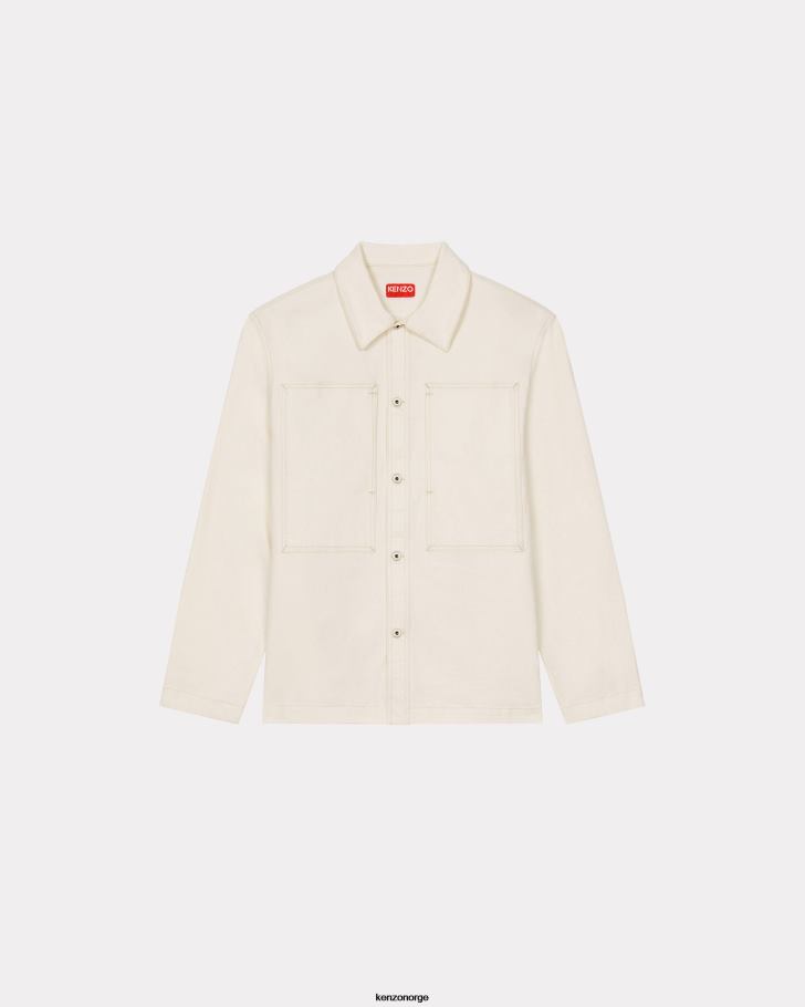 Kenzo klær menn bleket hvit denim denim overskjorte DVNVN140