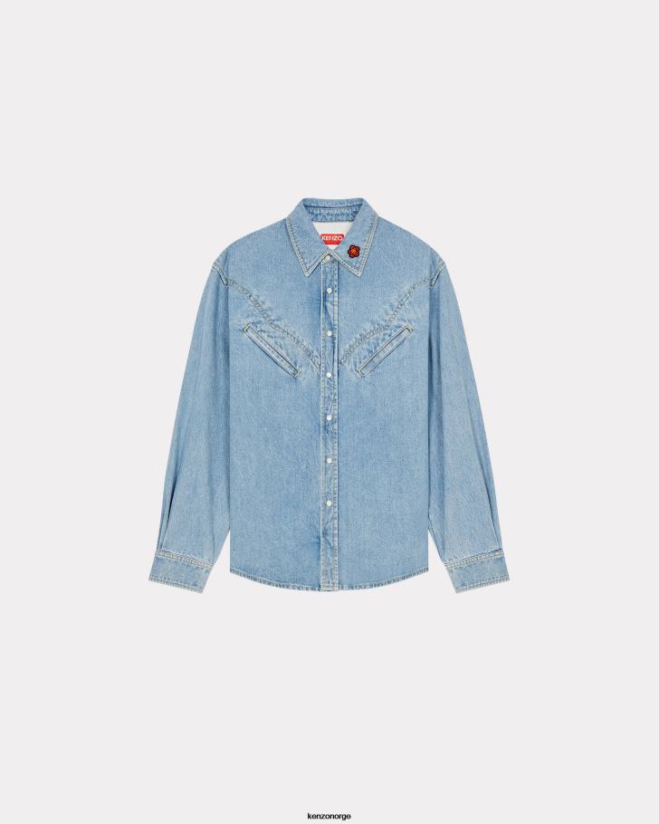 Kenzo klær menn himmelblå denim westernskjorte DVNVN357