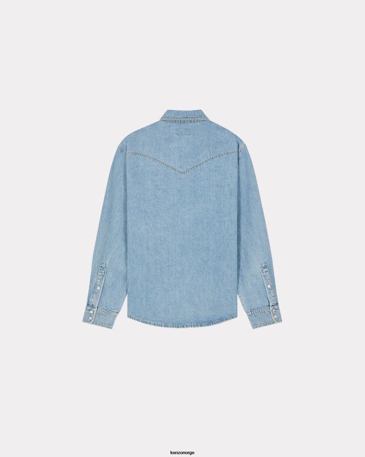Kenzo klær menn himmelblå denim westernskjorte DVNVN357
