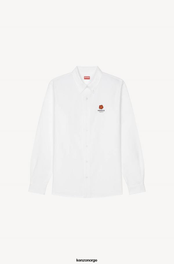 Kenzo klær menn hvit casual skjorte med boke flower badge DVNVN50