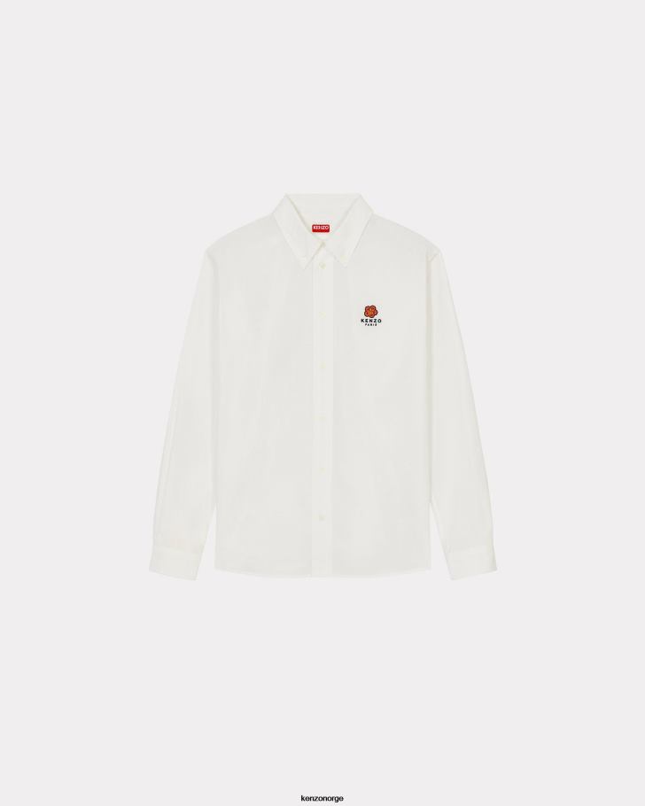 Kenzo klær menn hvit casual skjorte med boke flower crest DVNVN273