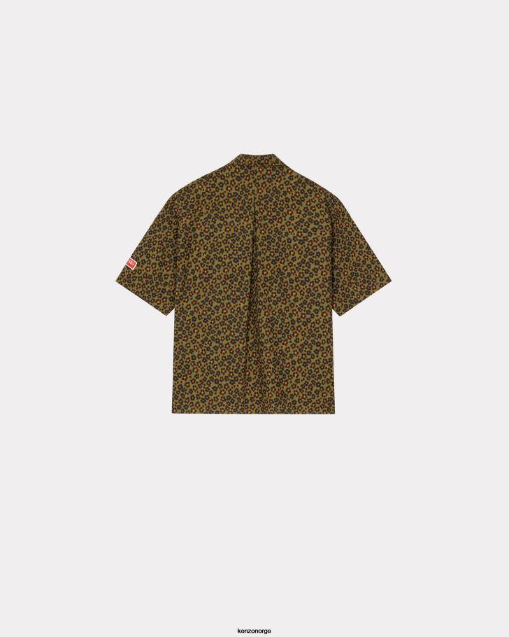 Kenzo klær menn kaki hana leopard' hawaiian skjorte DVNVN361