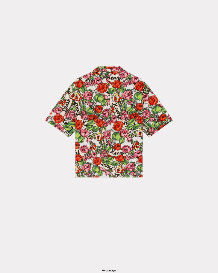 Kenzo klær menn off white hawaiisk blomsterskjorte DVNVN151