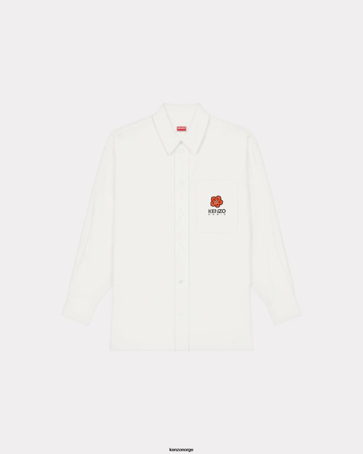 Kenzo klær menn off white oversized skjorte med boke flower crest. DVNVN316