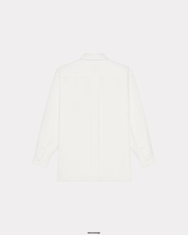 Kenzo klær menn off white oversized skjorte med boke flower crest. DVNVN316
