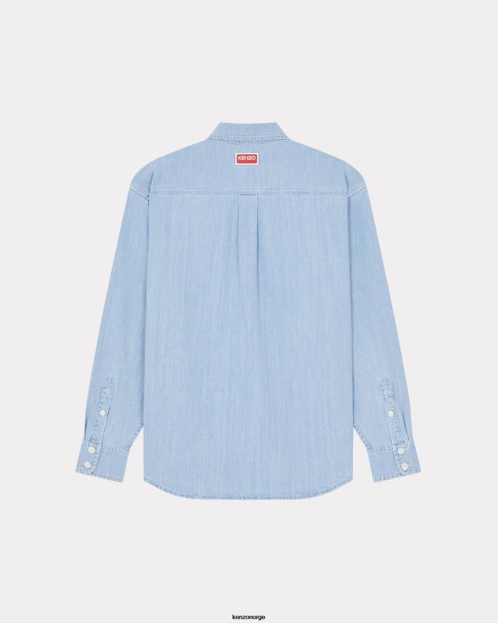 Kenzo klær menn steinbleket blå denim dongeriskjorte DVNVN131