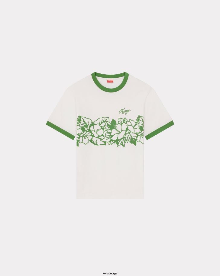 Kenzo klær menn gress grønt aloha flower tattoo' slank t-skjorte DVNVN214