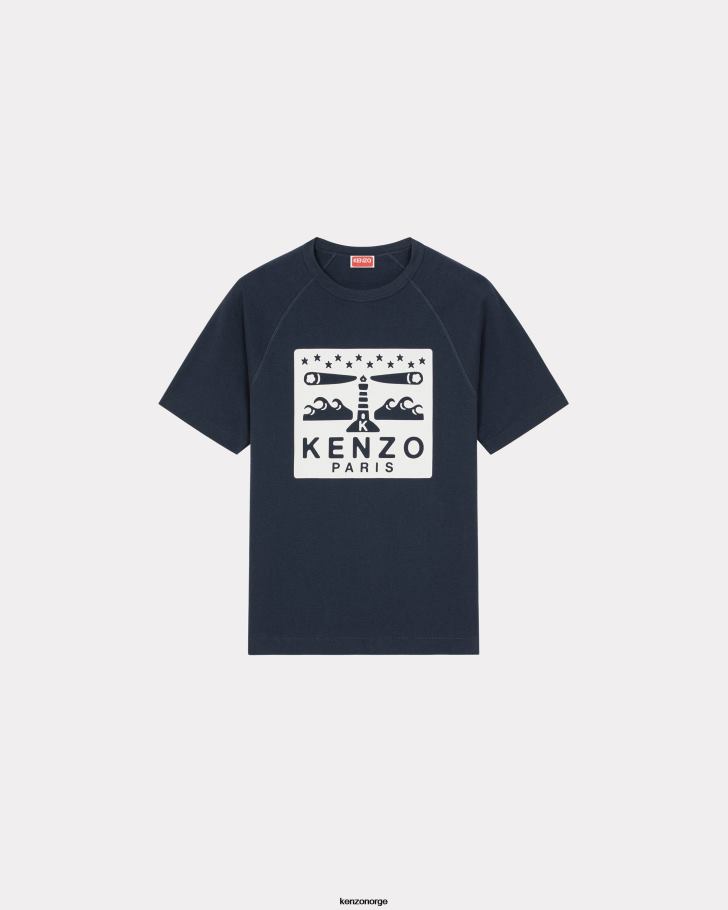 Kenzo klær menn midnatt blå fyrtårns slanke t-skjorte DVNVN360