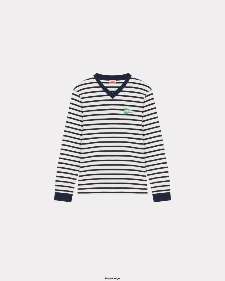 Kenzo klær menn midnatt blå nautical stripes slim t-skjorte DVNVN206