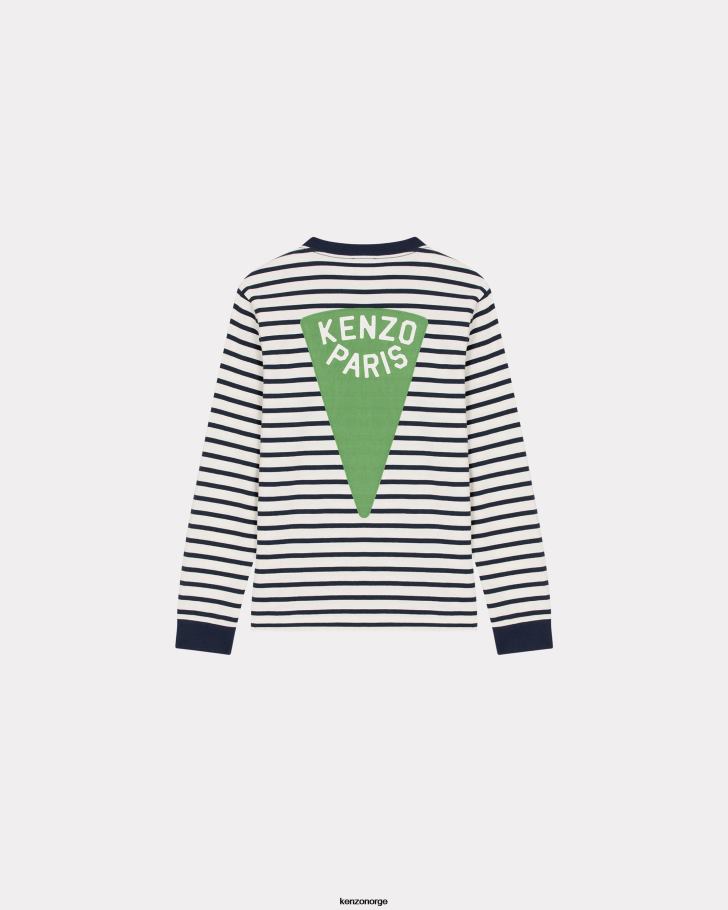 Kenzo klær menn midnatt blå nautical stripes slim t-skjorte DVNVN206