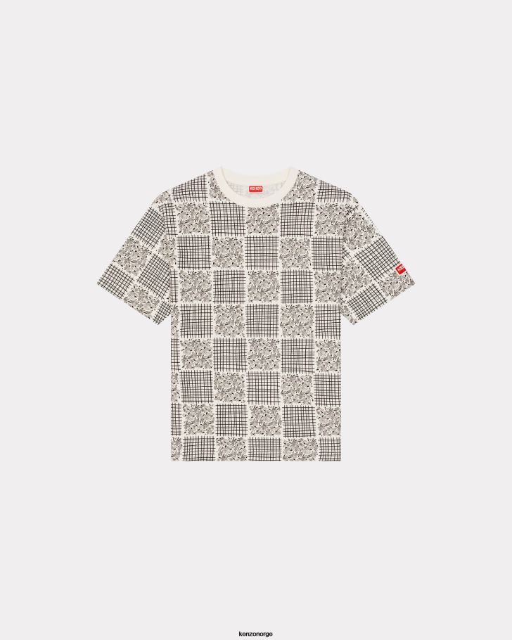 Kenzo klær menn off white patchwork t-skjorte DVNVN250