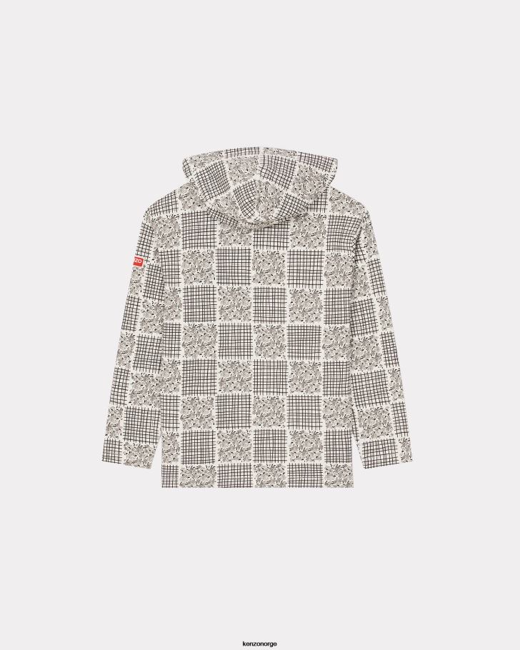 Kenzo klær menn off white patchwork t-skjorte med hette med løs passform DVNVN125