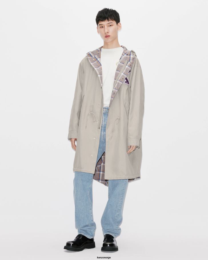 Kenzo klær menn perlegrå varsity' mellomlang parkas DVNVN275