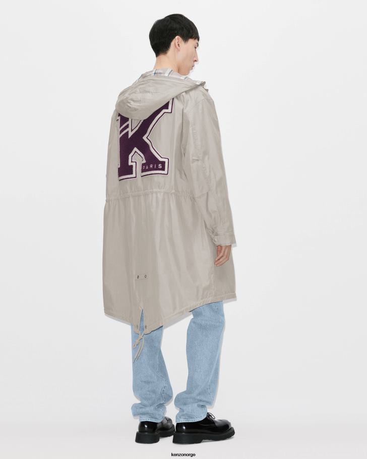 Kenzo klær menn perlegrå varsity' mellomlang parkas DVNVN275