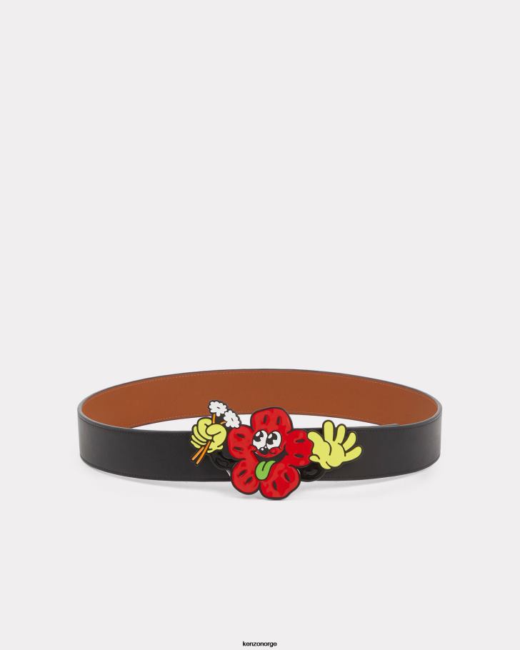 Kenzo tilbehør unisex svart bredt vendbart 'boke-skinnbelte DVNVN862