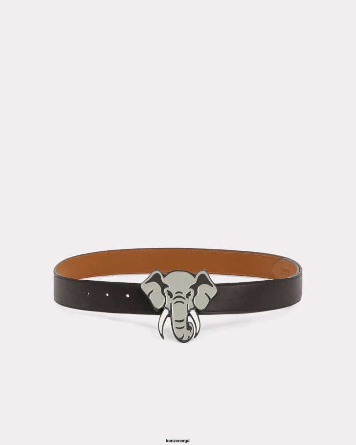 Kenzo tilbehør unisex svart elefant bredt vendbart lærbelte DVNVN864