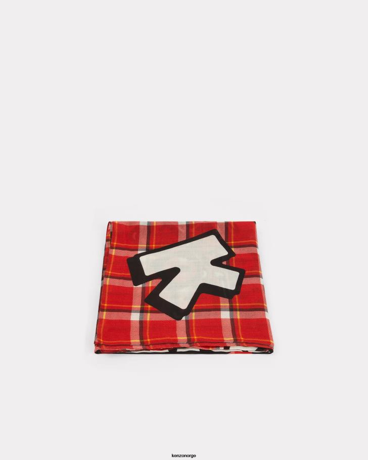 Kenzo tilbehør unisex middels rød stort 'boke ullskjerf DVNVN915