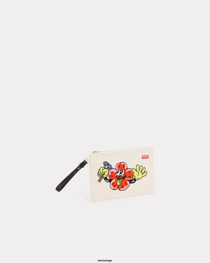 Kenzo tilbehør unisex ecru boke clutch bag DVNVN891