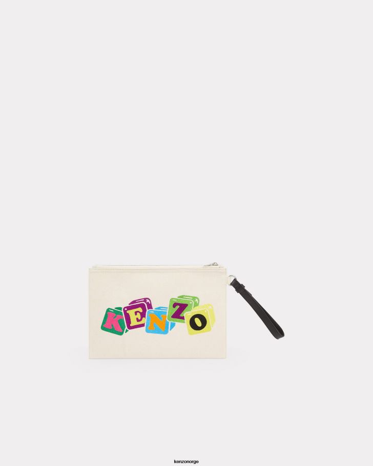 Kenzo tilbehør unisex ecru boke clutch bag DVNVN891