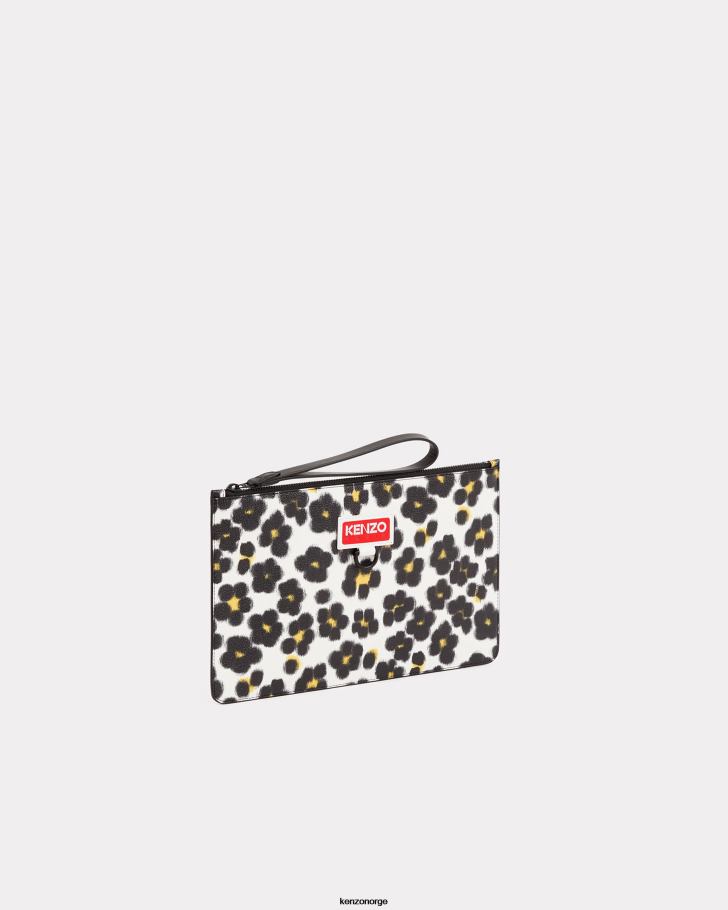 Kenzo tilbehør unisex off white hana leopard' stor clutchveske DVNVN887